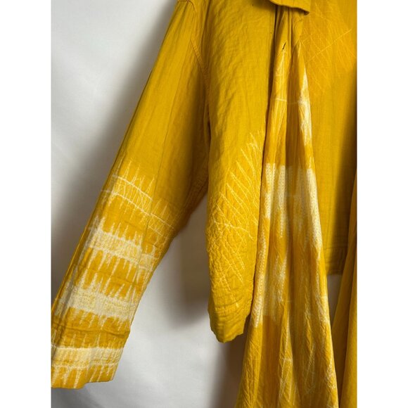 VTG ISSEY MIYAKE Scarf Tie-dye Long-sleeve shirt Small Cotton YLW/All-over patte - Picture 15 of 16